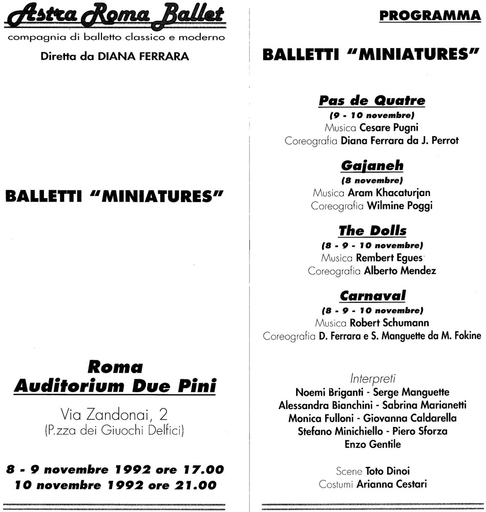 Spettacoli compagnia Astra Roma Ballet
